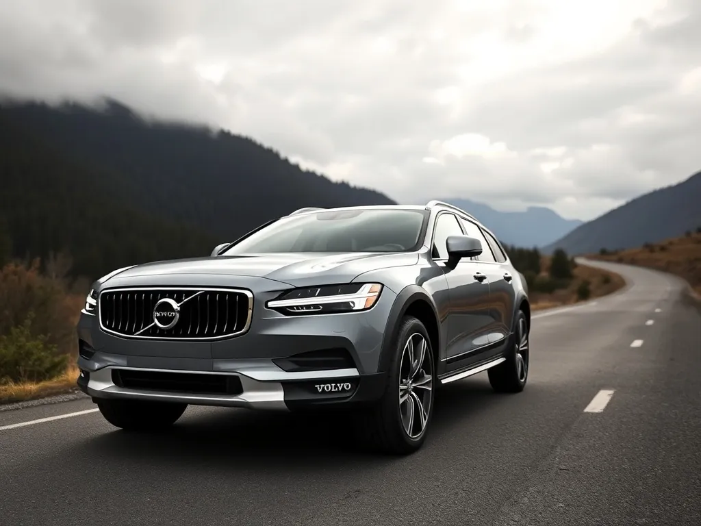 Volvo V90 Cross Country na górskiej drodze, podkreślone terenowe możliwości, komfort w długiej podróży