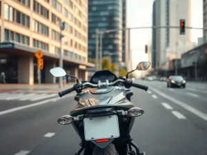 Nowoczesny diesel zaparkowany na wąskiej miejskiej ulicy, delikatny dym z wydechu w chłodny poranek