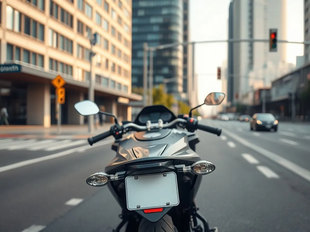 Motocykl zaparkowany na pustej miejskiej ulicy, sugerujący temat zasad i kategorii prawa jazdy na motor