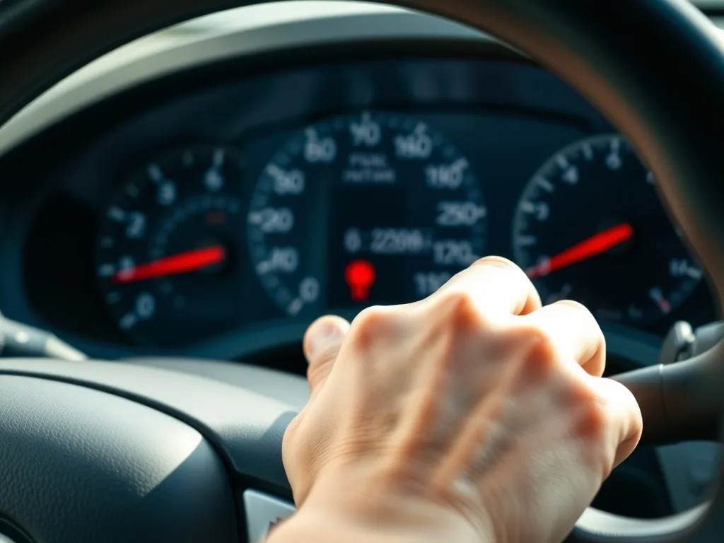 Nowoczesne wnętrze auta z ręką na lewarku biegów, podkreślające kontrolę nad spalaniem i osiągami po chip tuningu