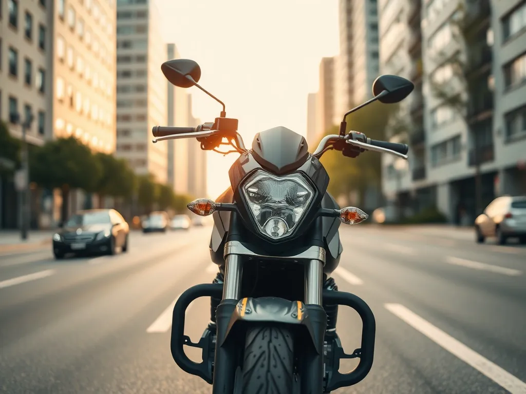 Nowoczesny motocykl klasy średniej zaparkowany na pustej miejskiej ulicy, przykład maszyny odpowiedniej na prawo jazdy kat. B