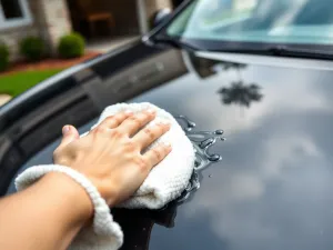 Nowoczesny diesel zaparkowany na wąskiej miejskiej ulicy, delikatny dym z wydechu w chłodny poranek